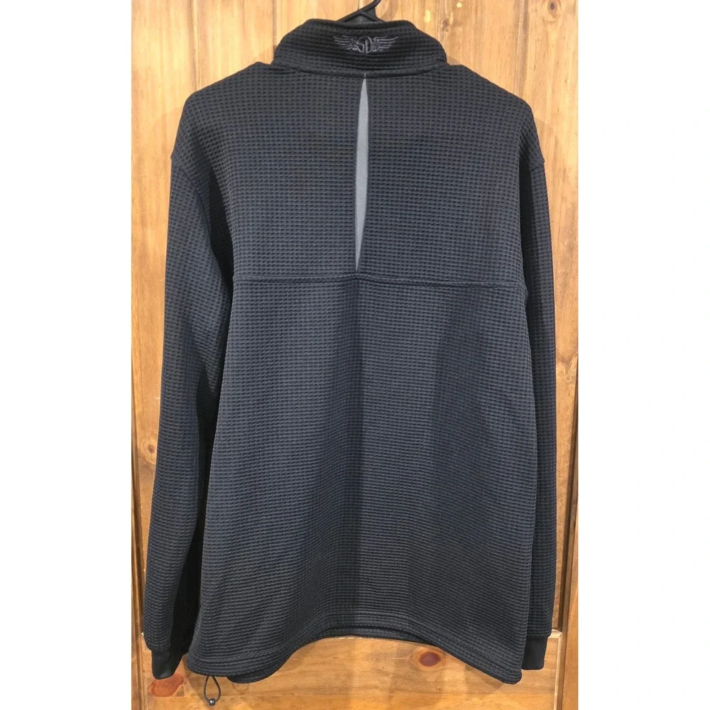 Straight Down Pullover Mens Large Black Excellent 1/4 Zip Deer Valley Waffle